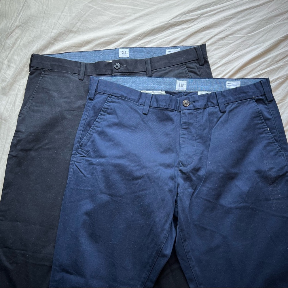 2 Pants Bundle - Men’s Dress Pants– Black & Navy (Size 38x30, Skinny Cut)